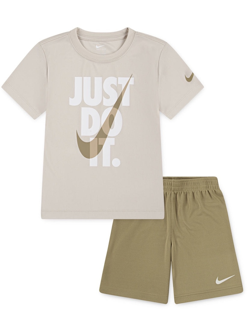 NEW NIKE Kids' Just Do It Tee and Shorts Set - Neutral/Tan
